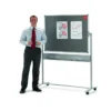 Nobo Mobile Combination Board Magnetic Steel Whiteboard/Grey Felt Noticeboard Horizontal Pivot 1200x900mm