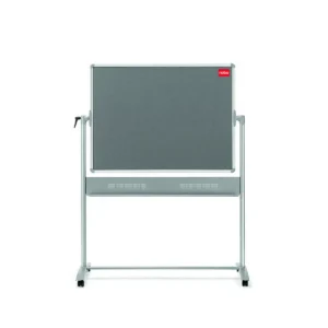 Nobo Mobile Combination Board Magnetic Steel Whiteboard/Grey Felt Noticeboard Horizontal Pivot 1200x900mm