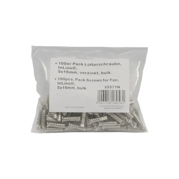 InLine Fan Screws 5x16mm silver 100 pcs. pack