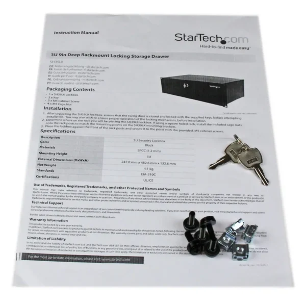 StarTech.com 3U 9in Deep Rackmount Locking Storage Drawer