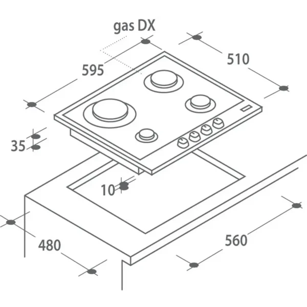 Candy CPG 64SPX White Built-in Gas 4 zone(s)