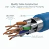 StarTech.com 7ft CAT6a Ethernet Cable – 10 Gigabit Shielded Snagless RJ45 100W PoE Patch Cord – 10GbE STP Network Cable w/Strain Relief – Blue Fluke Tested/Wiring is UL Certified/TIA
