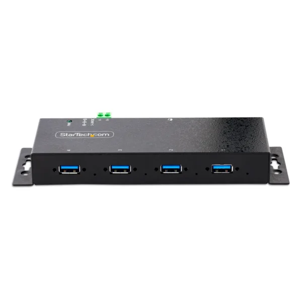 StarTech.com 4-Port Industrial USB 3.0 Hub with ESD Protection~4-Port USB 3.0 Hub – 5Gbps – Metal Industrial USB-A Hub – Wall or Desk Mountable USB Data Hub – TAA Compliant USB Expander Hub