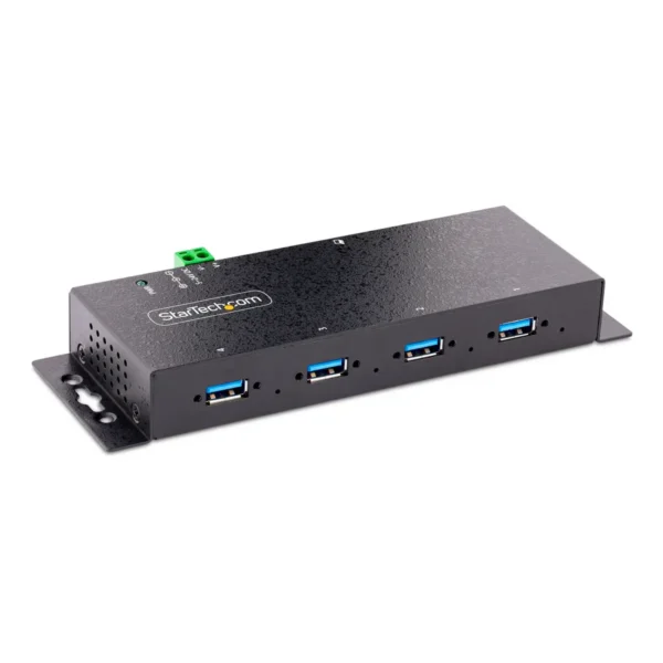 StarTech.com 4-Port Industrial USB 3.0 Hub with ESD Protection~4-Port USB 3.0 Hub – 5Gbps – Metal Industrial USB-A Hub – Wall or Desk Mountable USB Data Hub – TAA Compliant USB Expander Hub