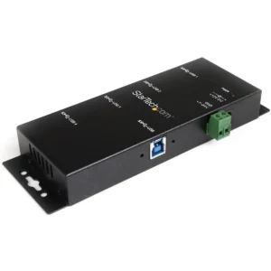 StarTech.com 4-Port Industrial USB 3.0 Hub with ESD Protection~4-Port USB 3.0 Hub – 5Gbps – Metal Industrial USB-A Hub – Wall or Desk Mountable USB Data Hub – TAA Compliant USB Expander Hub