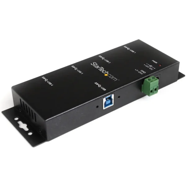 StarTech.com 4-Port Industrial USB 3.0 Hub with ESD Protection~4-Port USB 3.0 Hub – 5Gbps – Metal Industrial USB-A Hub – Wall or Desk Mountable USB Data Hub – TAA Compliant USB Expander Hub