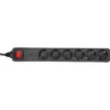 InLine Socket strip CEE 7/3, 6-way, overvoltage protection, switch, black