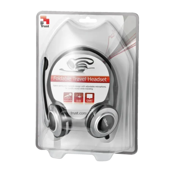 Trust Foldable Travel Headset Wired Calls/Music Black, Silver