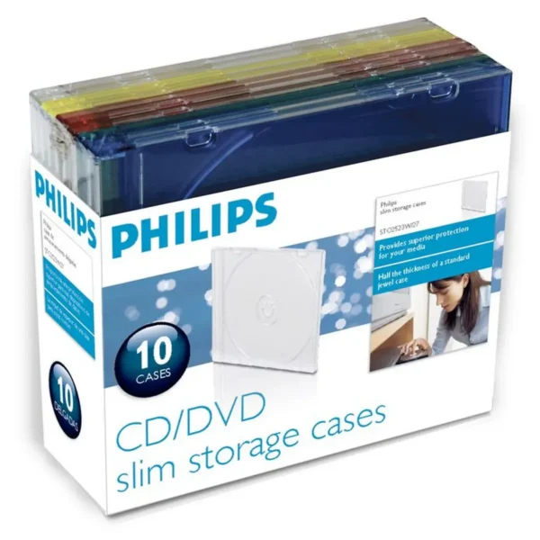 Philips STO2523W CD and DVD Slim 10 pack Storage cases