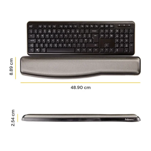Fellowes Keyboard Wrist Rest – Premium Gel Wrist Rest with Non Skid Rubber Base – Adjustable Ergonomic Wrist Support for Computer, Laptop, Home Office Use – Black