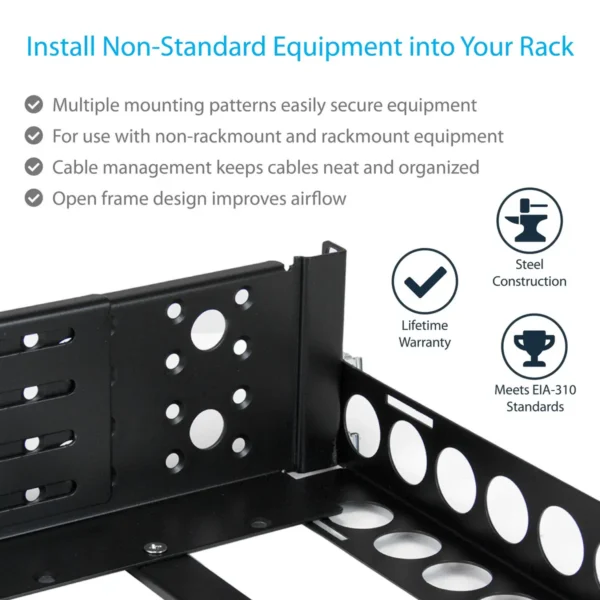 StarTech.com 3U Fixed 19″ Adjustable Depth Universal Server Rack Rails