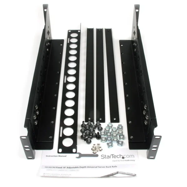 StarTech.com 3U Fixed 19″ Adjustable Depth Universal Server Rack Rails