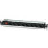 Intellinet 19″ 1.5U Rackmount 8-Way Power Strip – German Type EU CEE 7/3 Outlets, With On/Off Switch, No Surge Protection, Built-in 3m Power Cord with EU CEE 7/4 Plug