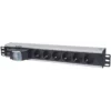 Intellinet 19″ 1.5U Rackmount 6-Output Power Distribution Unit (PDU) EU CEE 7/3 Outlets, With Double Air Switch, No Surge Protection, Built-in 1.8m Power Cord with EU CEE 7/4 Plug