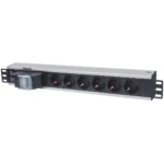 Intellinet 19″ 1.5U Rackmount 6-Output Power Distribution Unit (PDU) EU CEE 7/3 Outlets, With Double Air Switch, No Surge Protection, Built-in 1.8m Power Cord with EU CEE 7/4 Plug