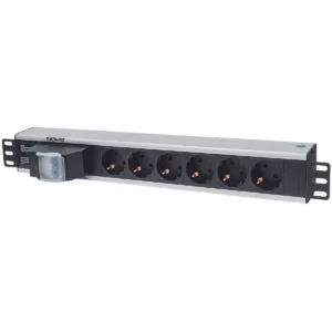 Intellinet 19″ 1.5U Rackmount 6-Output Power Distribution Unit (PDU) EU CEE 7/3 Outlets, With Double Air Switch, No Surge Protection, Built-in 1.8m Power Cord with EU CEE 7/4 Plug