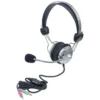Manhattan Stereo Over-Ear Headset (3.5mm), Microphone Boom (padded), Adjustable Steel Headband, In-Line Volume Control, Ear Cushions, Std 2x 3.5mm stereo jack/plug for audio/mic use, cable 2.5m, 3 Year Warranty