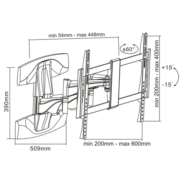 InLine TV Wall Bracket for TFT / LED / Plasma 81 – 178cm 32 – 70″ max. 45kg