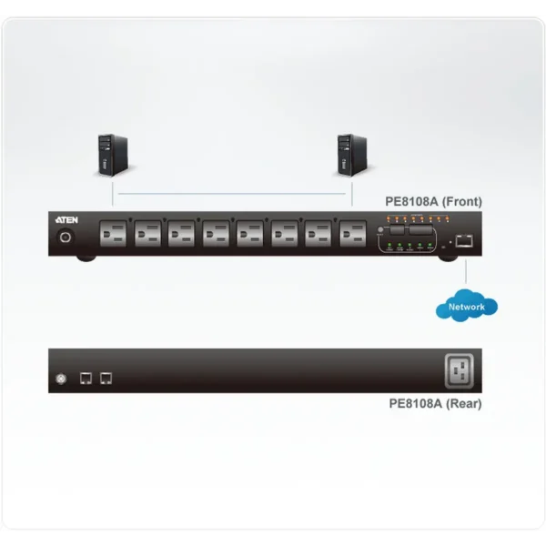 ATEN 1U 10A 8 Outlet Switched + Metered PDU + Free Eco PDU Manager Software