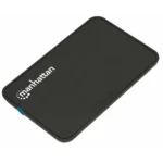 Manhattan Drive Enclosure, 2.5″, USB-A, 480 Mbps (USB 2.0), SATA, Black, Sturdy, Plastic, Hi-Speed USB, Windows or Mac, Three Year Warranty, Boxed