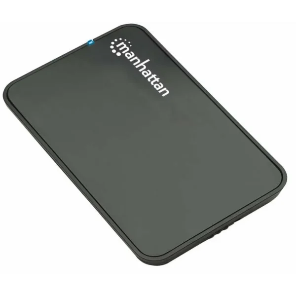 Manhattan Drive Enclosure, 2.5″, USB-A, 480 Mbps (USB 2.0), SATA, Black, Sturdy, Plastic, Hi-Speed USB, Windows or Mac, Three Year Warranty, Boxed
