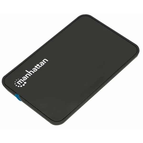 Manhattan Drive Enclosure, 2.5″, USB-A, 480 Mbps (USB 2.0), SATA, Black, Sturdy, Plastic, Hi-Speed USB, Windows or Mac, Three Year Warranty, Boxed