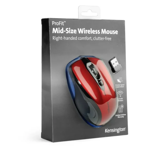 Kensington Pro Fit Mid-Size Wireless Mouse – Ruby Red