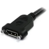 StarTech.com 3ft (1m) Panel Mount DisplayPort Cable – 4K x 2K – DisplayPort 1.2 Extension Cable Male to Female – DP Video Extender Cord with Panel Mount DP Connector – DP Monitor Cable