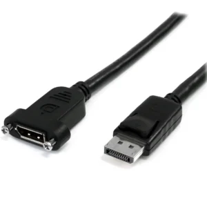 StarTech.com 3ft (1m) Panel Mount DisplayPort Cable – 4K x 2K – DisplayPort 1.2 Extension Cable Male to Female – DP Video Extender Cord with Panel Mount DP Connector – DP Monitor Cable