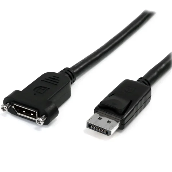 StarTech.com 3ft (1m) Panel Mount DisplayPort Cable – 4K x 2K – DisplayPort 1.2 Extension Cable Male to Female – DP Video Extender Cord with Panel Mount DP Connector – DP Monitor Cable