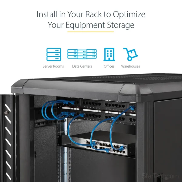 StarTech.com 1U Server Rack Shelf, Universal Rack Mount Cantilever Tray for 19″ Network Equipment Rack/Cabinet, Heavy Duty Steel, Weight Capacity 33lb/15kg, 7in (18cm) Deep