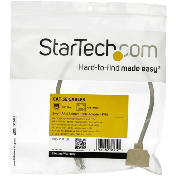 StarTech.com 2-to-1 RJ45 Splitter Cable Adapter – F/M