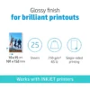 HP Advanced Photo Paper, Glossy, 250 g/m2, 10 x 15 cm (101 x 152 mm), 25 sheets