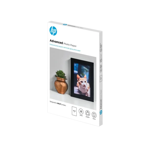 HP Advanced Photo Paper, Glossy, 250 g/m2, 10 x 15 cm (101 x 152 mm), 25 sheets