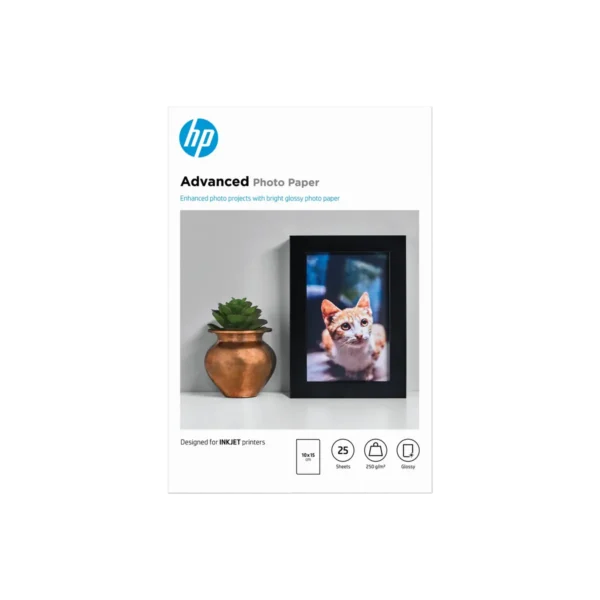 HP Advanced Photo Paper, Glossy, 250 g/m2, 10 x 15 cm (101 x 152 mm), 25 sheets
