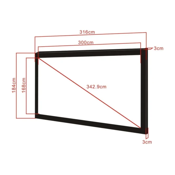 Multibrackets M 16:9 Framed Projection Screen 300×168, 135″