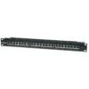 Intellinet Patch Panel, Cat6, FTP, 24-Port, 1U, Shielded, 90° Top-Entry Punch-Down Blocks, Black
