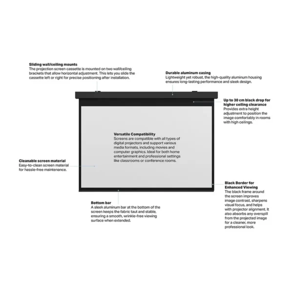 Multibrackets M 16:10 Motorized Proj Screen 193,9×121,2, 90″ Black Ed