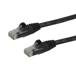StarTech.com 15ft CAT6 Ethernet Cable – Black CAT 6 Gigabit Ethernet Wire -650MHz 100W PoE RJ45 UTP Network/Patch Cord Snagless w/Strain Relief Fluke Tested/Wiring is UL Certified/TIA