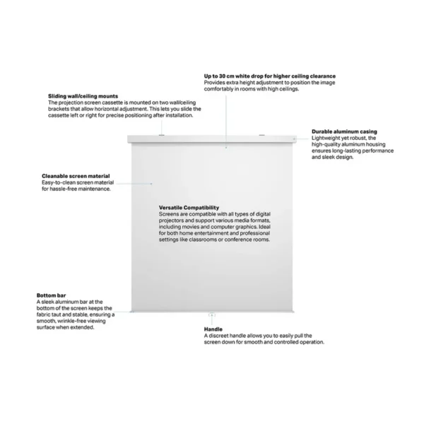 Multibrackets M 1:1 Manual Projection Screen 200×200, 112″ White Edition
