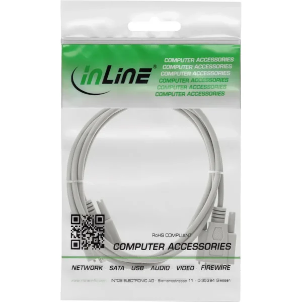 InLine Serial extension, 9pin male / female, moulded, 1:1 assigned, 3m