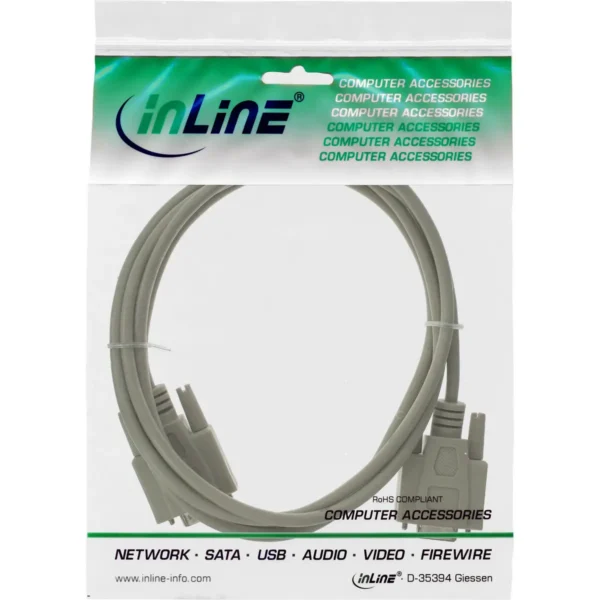 InLine Serial extension, 9pin male / female, moulded, 1:1 assigned, 3m