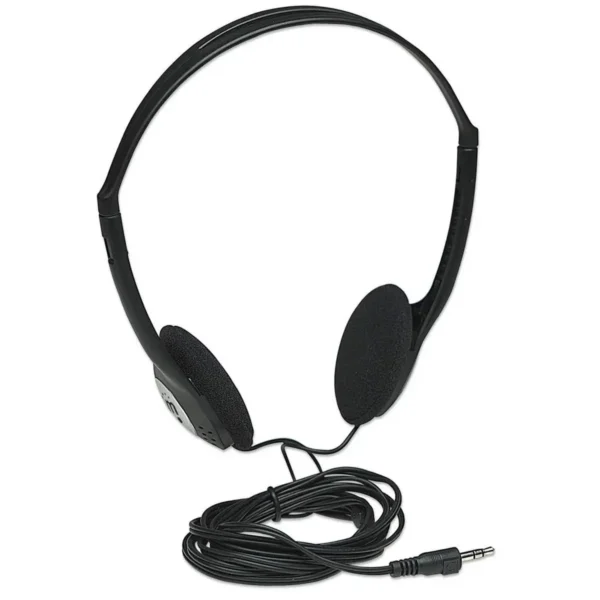 Manhattan Stereo On-Ear Headphones (3.5mm), Adjustable Split Headband, Foam Earpads, Speaker 80W max, Standard 3.5mm stereo jack/plug for audio output, cable 2.2m, Black, Three Year Warranty