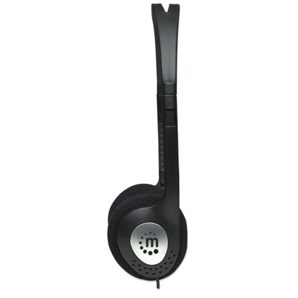 Manhattan Stereo On-Ear Headphones (3.5mm), Adjustable Split Headband, Foam Earpads, Speaker 80W max, Standard 3.5mm stereo jack/plug for audio output, cable 2.2m, Black, Three Year Warranty