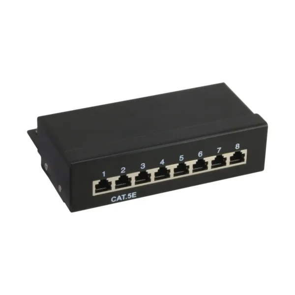 InLine Patch Panel Cat.5e table / wall assembly 8 Port black RAL9005