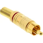 InLine RCA metal male plug for soldering, gold, red ring, for 6mm cable