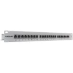 Intellinet Patch Panel, Cat6, FTP, 24-Port, 1U, Shielded, 90° Top-Entry Punch-Down Blocks, Grey