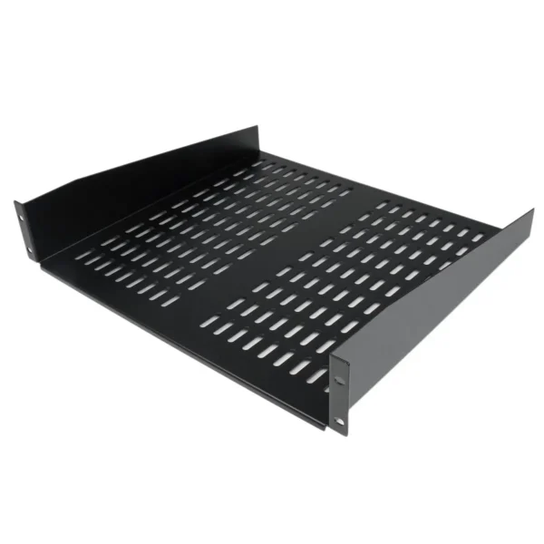 StarTech.com 2U Server Rack Shelf – Universal Vented Rack Mount Cantilever Tray for 19″ Network Equipment Rack & Cabinet – Heavy Duty Steel – Weight Capacity 50lb/23kg – 16″ Deep Shelf, Black