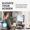 Fellowes Computer Monitor Stand with 3 Height Adjustments – Smart Suites Monitor Riser Plus with Storage Area – Ergonomic Adjustable Monitor Stand for Computers – Max Weight 10KG/Max Size 21″ – Black