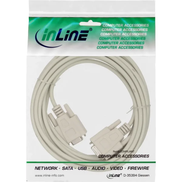 InLine null modem cable DB9 female / female, molded, 2m